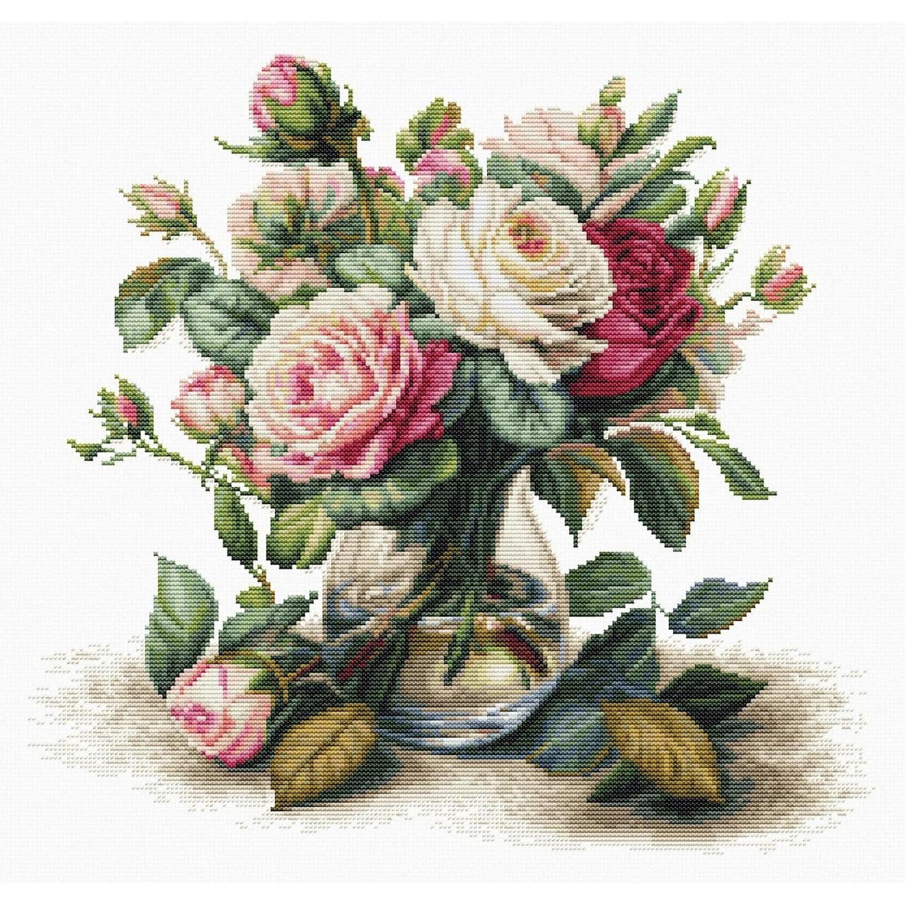 Luca-S Vase with Roses Counted Cross Stitch Kit